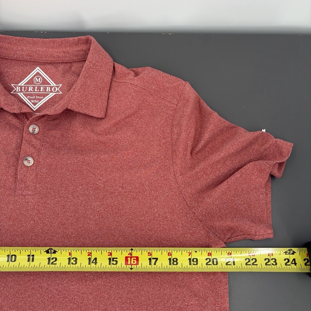 Burlebo Polo Shirt Mens Size M Red Maroon Performance Short Sleeve Embroidered - Picture 8 of 9